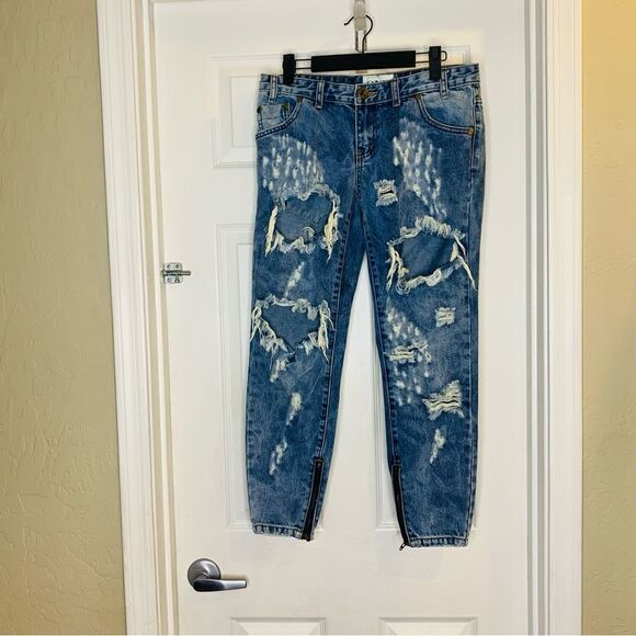 One BY ONE TEASPOON Trashed Free bird Jeans Size 27 - Picture 4 of 12
